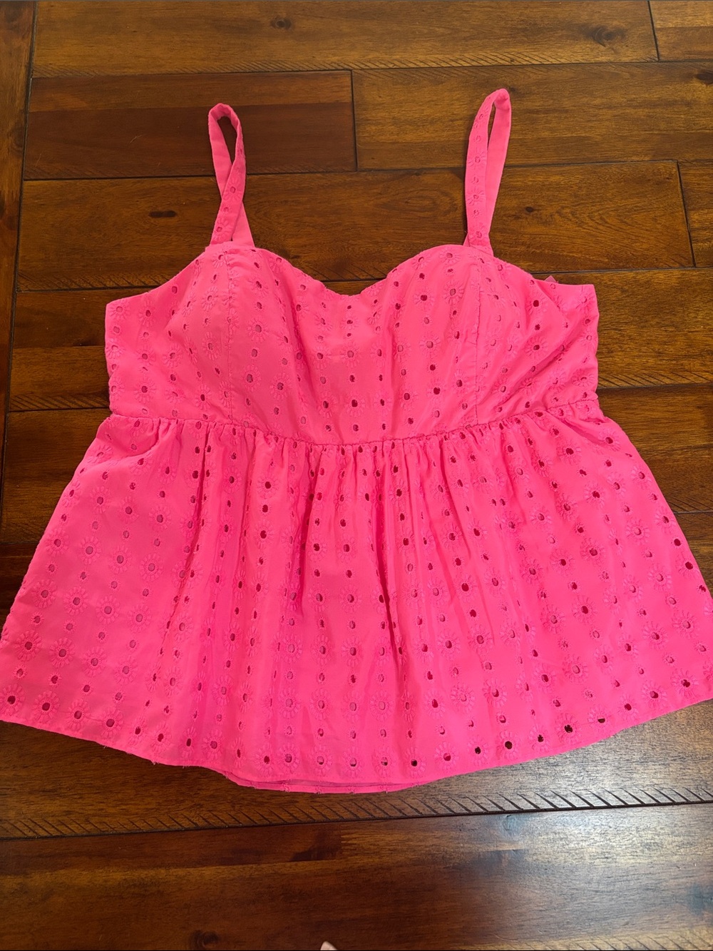 Lilly Pulitzer Hot Pink Eyelet Spaghetti Strap Camisole NWT size 16
